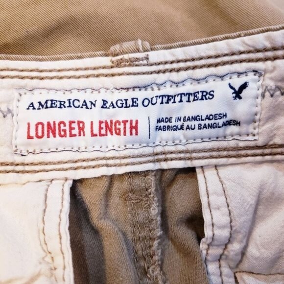 American Eagle Tan Khaki Flat Front Cotton Casual Shorts Men's Size 28 - Picture 8 of 10